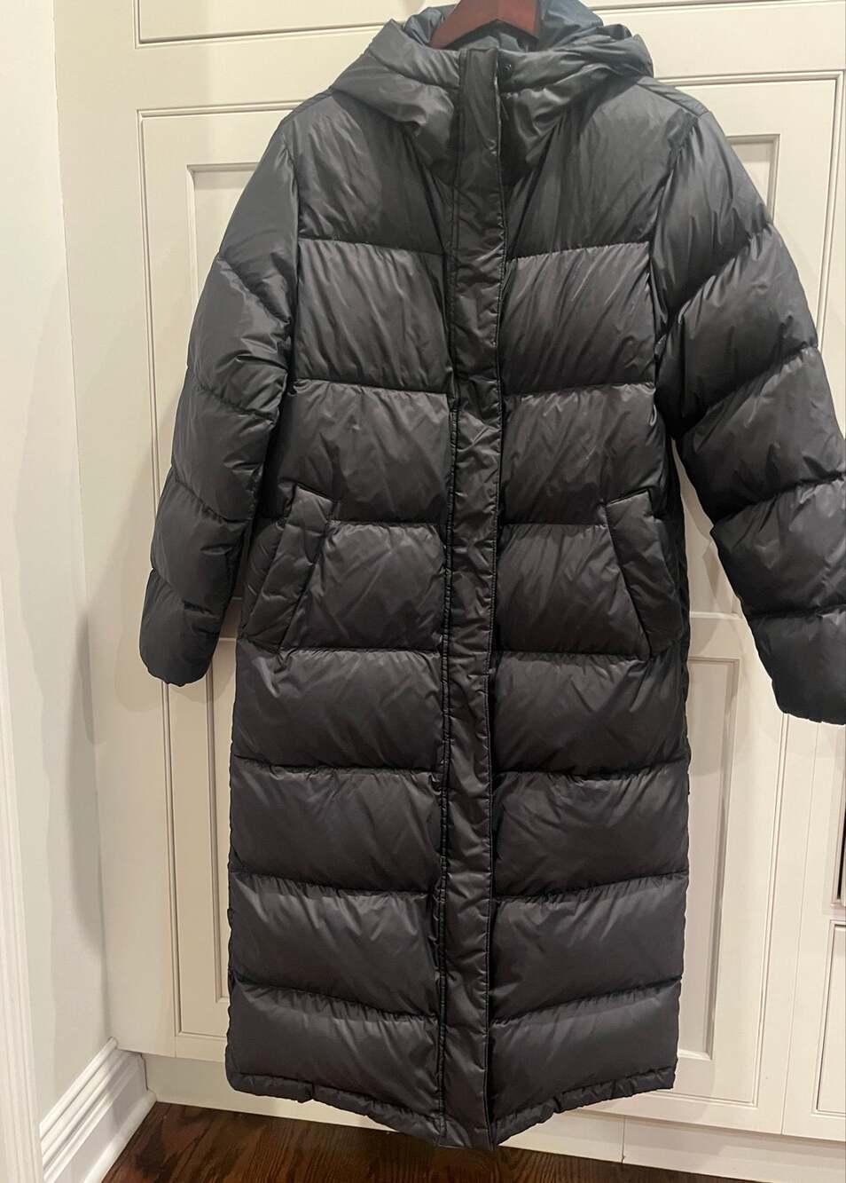 Everlane Re:Down Sleeping Bag Puffer Coat Black Long Parka Hooded Jacket Women L